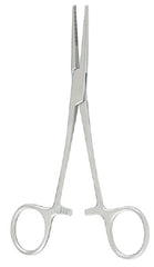 Hemostatic Forceps Miltex® Kelly 5-1/2 Inch Length Floor Grade Stainless Steel Sterile Ratchet Lock Finger Ring Handle Straight Serrated Tips