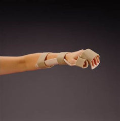 Patterson Medical Supply Resting Pan Mitt Hand / Wrist Splint with Strapping Rolyan® Preformed Thermoplastic Left Hand White Medium