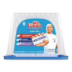 Mr. Clean® Magic Eraser Variety Pack, 4.6" x 2.4", Extra Durable; Bath; Kitchen, White/Blue, 6/Pack