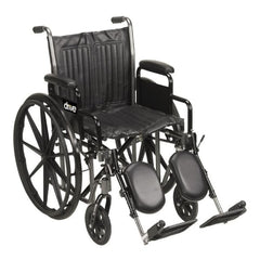 Wheelchair drive™ Silver Sport 2 Dual Axle Desk Length Arm Elevating Legrest Black Upholstery 20 Inch Seat Width Adult 350 lbs. Weight Capacity