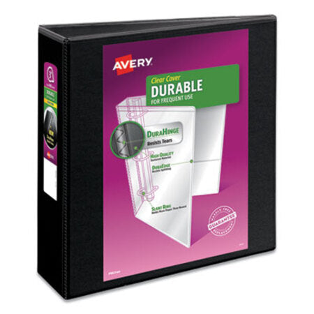 Avery® Durable View Binder with DuraHinge and Slant Rings, 3 Rings, 3" Capacity, 11 x 8.5, Black