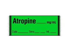Shamrock Scientific Drug Label Shamrock Anesthesia Label ATROPINE _____ mg / mL / Date _____ Time _____ Int. _____ Green 1/2 X 1 Inch - M-688609-4037 - Roll of 1