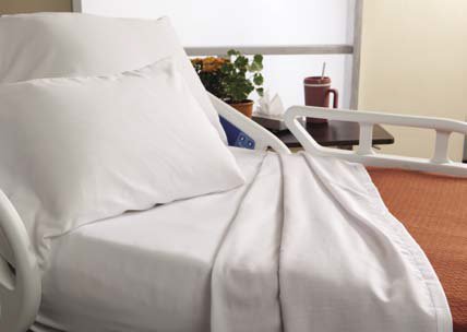 Hospitex / Encompass Group Bariatric Bed Sheet Fitted 48 W X 80 L X 7 H Inch Bone/ Orange Hem Cotton 60% / Polyester 40% Reusable