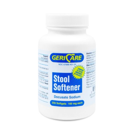 Stool Softener McKesson Brand Softgel 250 per Bottle 100 mg Strength Docusate Sodium