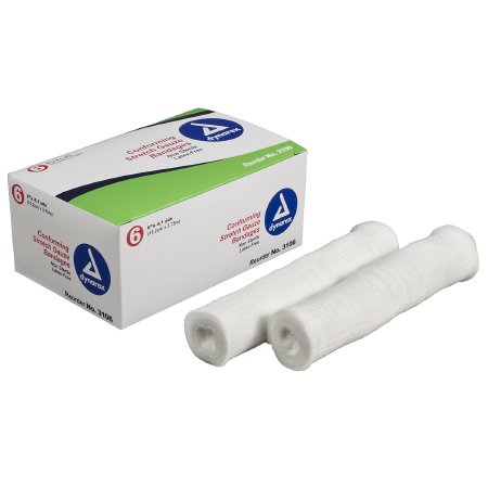 Dynarex Conforming Bandage Dynarex® Polyester 1-Ply 6 Inch X 4.1 Yard Roll Shape NonSterile