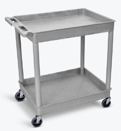 Luxor Utility Cart Polyethylene Plastic 32 X 24 X 37.5 Inch Gray 2-3/4 Inch Deep