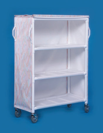 IPU Linen Cart with Cover 3 Shelves PVC 5 Inch Heavy Duty Casters, 2 Locking - M-690944-3402 - Each