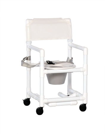 IPU Commode / Shower Chair ipu® Standard Fixed Arm PVC Frame Mesh Back 17-1/4 Inch Seat Width