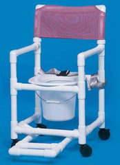 IPU Commode / Shower Chair Standard Fixed Arm PVC Frame Mesh Back 18 Inch Seat Width