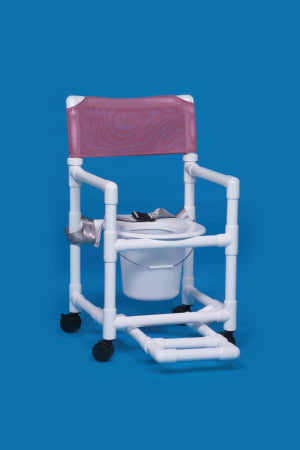 IPU Commode / Shower Chair Standard Fixed Arm PVC Frame Mesh Back 17-1/4 Inch Seat Width