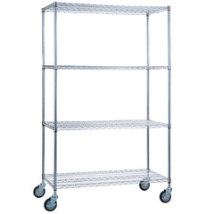 R & B Wire Products Linen Cart 4 Shelves 500 lbs. Weight Capacity Chrome Plated 5 Inch Casters, 2 Locking - M-691630-4282 - Each