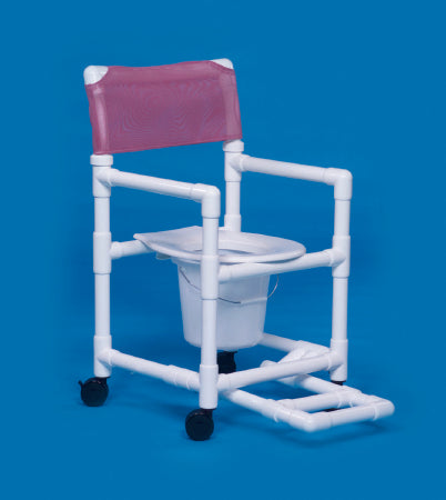 IPU Commode / Shower Chair Standard Fixed Arm PVC Frame Mesh Back 17-1/4 Inch Seat Width