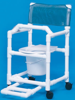 IPU Commode / Shower Chair Standard Fixed Arm PVC Frame Mesh Back