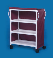 IPU Linen Cart with Cover 3 Shelves PVC 5 Inch Heavy Duty Casters, 2 Locking - M-693575-1033 - Each