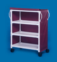 IPU Linen Cart with Cover 3 Shelves PVC 5 Inch Heavy Duty Casters, 2 Locking - M-693576-4003 - Each