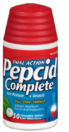 Johnson & Johnson Consumer Antacid Pepcid® Complete 10 mg Strength Chewable Tablet 50 per Bottle