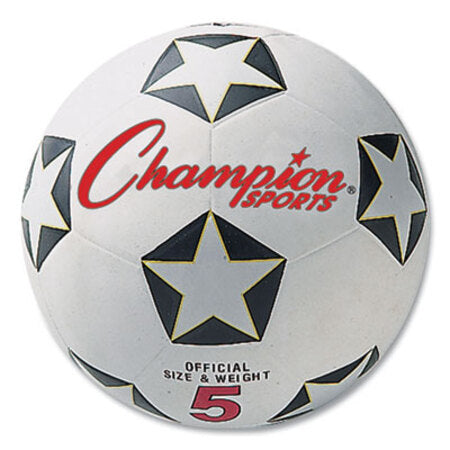 Champion Sports Rubber Sports Ball, For Soccer, No. 5, White/Black