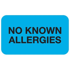 Tabbies Pre-Printed Label Allergy Alert Light Blue No Known Allergies Black Alert Label 7/8 X 1-1/2 Inch - M-695740-3656 - Roll of 1