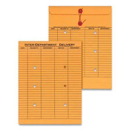 Universal® String and Button Interoffice Envelope, #97, Two-Sided Five-Column Format, 10 x 13, Light Brown Kraft, 100/Box