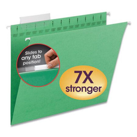 Smead® TUFF Hanging Folders with Easy Slide Tab, Letter Size, 1/3-Cut Tab, Green, 18/Box