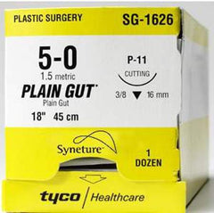 Suture with Needle Absorbable Uncoated Undyed Suture Plain Gut Size 6 - 0 18 Inch Suture 1-Needle 11 mm Length 3/8 Circle Reverse Cutting Needle