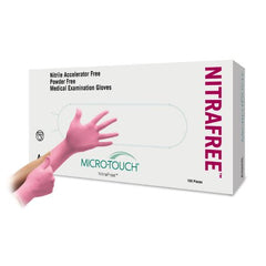 Ansell Exam Glove Micro-Touch® NitraFree™ Large NonSterile Nitrile Standard Cuff Length Textured Fingertips Pink Chemo Tested - M-697231-4171 - Box of 1