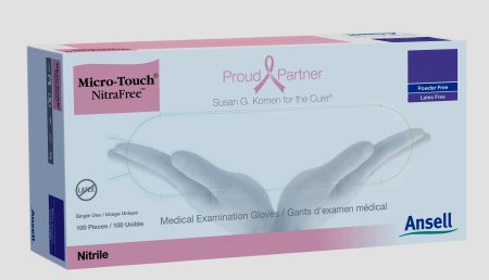 Ansell Exam Glove Micro-Touch® NitraFree™ X-Large NonSterile Nitrile Standard Cuff Length Textured Fingertips Pink Chemo Tested - M-697232-1422 - Case of 10