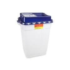 Becton Dickinson Pharmaceutical Waste Container Recykleen™ 26-1/4 H X 20 W X 14-3/4 D Inch 19 Gallon White Base / Blue Lid Vertical Entry Gasketed Sliding Lid - M-697498-1292 - Each