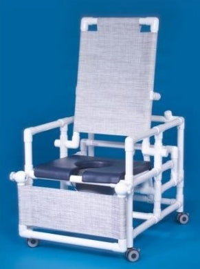 IPU Commode / Shower Chair ipu® Fixed Arm PVC Frame Reclining Back 24 Inch Seat Width