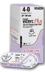 J & J Healthcare Systems Suture with Needle Coated Vicryl™ Plus Absorbable Coated Undyed Suture Braided Polyglactin 910 Size 2 - 0 27 Inch Suture 1-Needle 26 mm Length 1/2 Circle Taper Point Needle