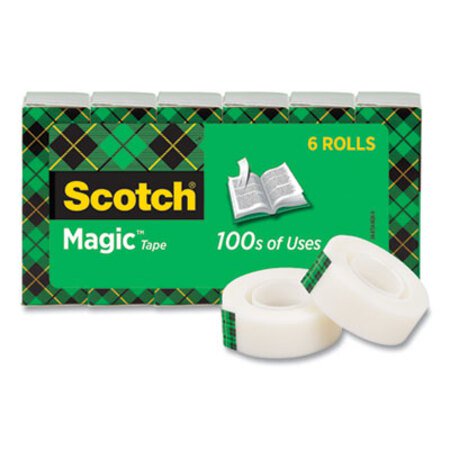Scotch® Magic Tape Refill, 1" Core, 0.75" x 36 yds, Clear, 6/Pack