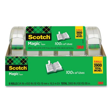 Scotch® Magic Tape in Handheld Dispenser, 1" Core, 0.75" x 54.17 ft, Clear, 6/Pack