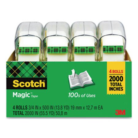 Scotch® Magic Tape in Handheld Dispenser, 1" Core, 0.75" x 25 ft, Clear, 4/Pack