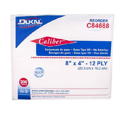 Dukal USP Type VII Gauze Sponge Caliber™ Cotton 8-Ply 4 X 4 Inch Square NonSterile