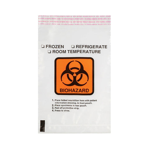 6"W x 10"H Adhesive Closure Specimen Bags with 3"W x 5"H Absorbent Pad 6"W x 10"H with 3"W x 5"H Absorbent Pad ,500 Per Pack - Axiom Medical Supplies