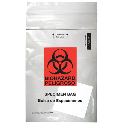 6" x 9" Transparent Clear with Absorbent Pad 2-Pocket Zip-Closure Biohazard Specimen Bags 6" x 9" Transparent Clear with Absorbent Pad ,1000 / pk - Axiom Medical Supplies