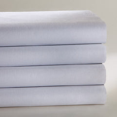 Standard Textile Bed Sheet Flat 66 X 104 Inch White Cotton 70% / Polyester 30%
