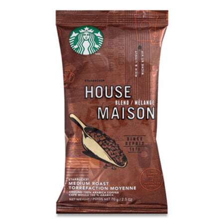 Starbucks® Coffee, Regular House Blend, 2.5oz Packet, 18/Box