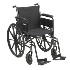 Drive Medical Lightweight Wheelchair drive™ Cruiser III Dual Axle Full Length Arm Flip Back / Removable Padded Arm Style Elevating Legrest Black Upholstery 18 Inch Seat Width 300 lbs. Weight Capacity