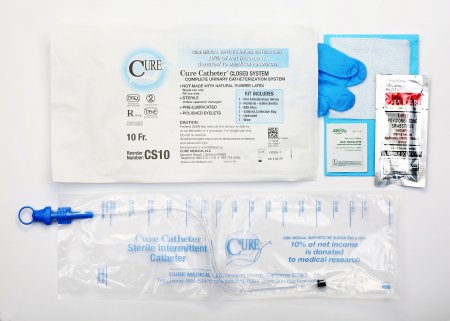 Cure Medical Intermittent Catheter Kit Cure Catheter™ Closed System / Straight Tip 10 Fr. Without Balloon