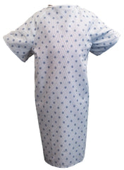 Standard Textile Patient Exam Gown Large Blue / Gray Print Reusable