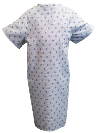 Standard Textile Patient Exam Gown Large Telegraph Blue / Gray Reusable