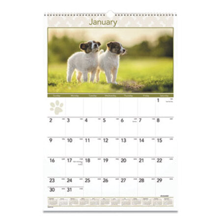 AT-A-GLANCE® Puppies Monthly Wall Calendar, 15.5 x 22.75, 2021