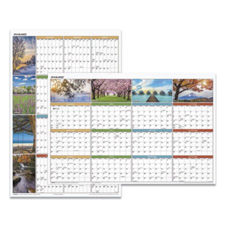 AT-A-GLANCE® Seasons in Bloom Vertical/Horizontal Erasable Wall Planner, 24 x 36, 2021