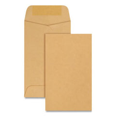 Quality Park™ Kraft Coin and Small Parts Envelope, #3, Square Flap, Gummed Closure, 2.5 x 4.25, Brown Kraft, 500/Box