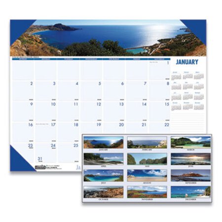 House of Doolittle™ Recycled Coastlines Photographic Monthly Desk Pad Calendar, 18.5 x 13, 2021