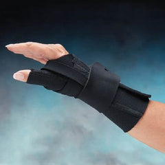Patterson Medical Supply Wrist Support with Thumb Spica Comfort Cool® CMC Restriction Neoprene / Neoloop™ / Terry Cloth Right Hand Black Large