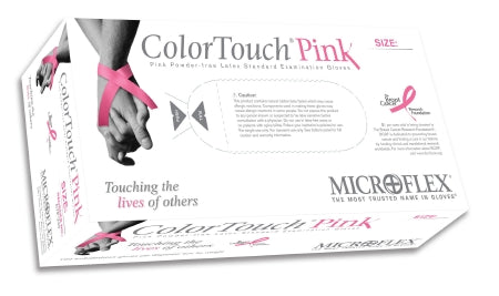 Microflex Medical Exam Glove ColorTouch® Pink X-Small NonSterile Latex Standard Cuff Length Fully Textured Pink Not Chemo Approved - M-702958-3346 - Case of 10