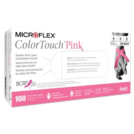 Microflex Medical Exam Glove ColorTouch® Pink Medium NonSterile Latex Standard Cuff Length Fully Textured Pink Not Chemo Approved - M-702960-1761 - Case of 10