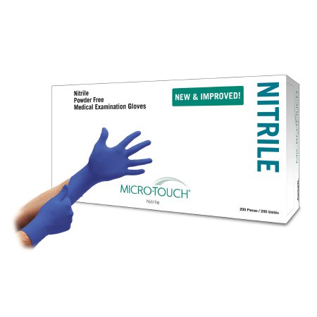 Ansell Exam Glove Micro-Touch® Nitrile X-Small NonSterile Nitrile Standard Cuff Length Textured Fingertips Blue Chemo Tested - M-703149-2507 - Case of 10